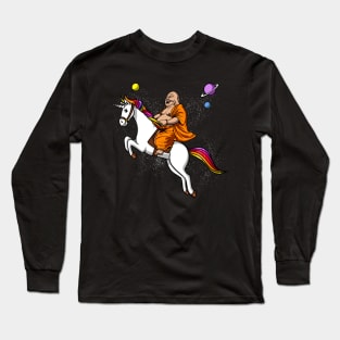 Buddha Riding Space Unicorn Long Sleeve T-Shirt